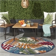 Nourison Aloha 5' x Round Multicolor Fabric Tropical Area Rug (5' Round)