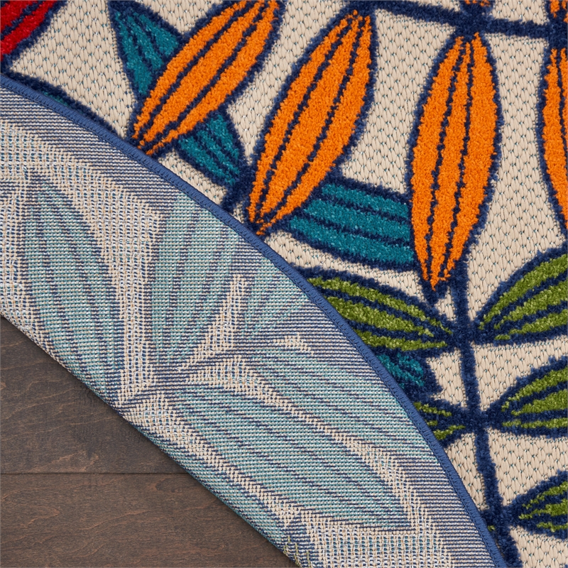 Nourison Aloha 5' x Round Multicolor Fabric Tropical Area Rug (5' Round)