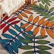 Nourison Aloha 5' x Round Multicolor Fabric Tropical Area Rug (5' Round)