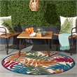 Nourison Aloha 5' x Round Multicolor Fabric Tropical Area Rug (5' Round)