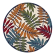 Nourison Aloha 5' x Round Multicolor Fabric Tropical Area Rug (5' Round)