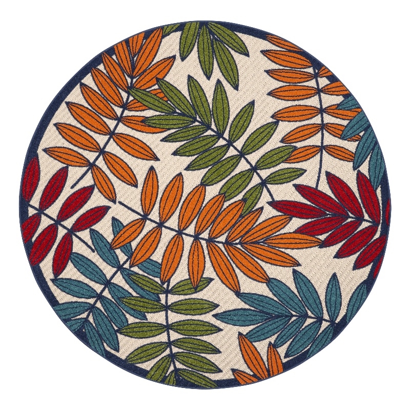 Nourison Aloha 8' x Round Multicolor Fabric Tropical Area Rug (8' Round)