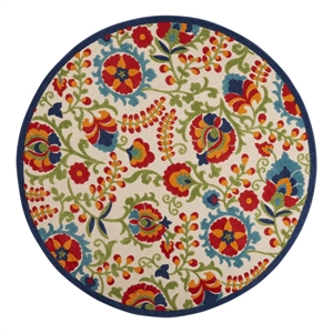 Nourison Aloha 8' x Round Multicolor Fabric Farmhouse Area Rug (8' Round)