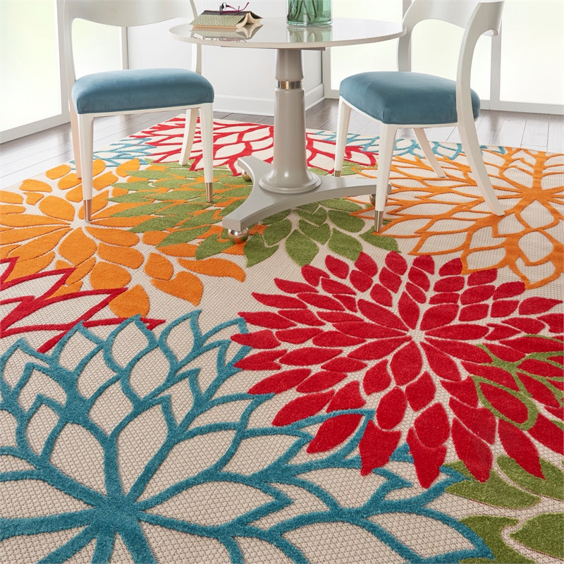 Nourison Aloha  7' x 10' Fabric Indoor/Outdoor Rug in Green/Multi-Color