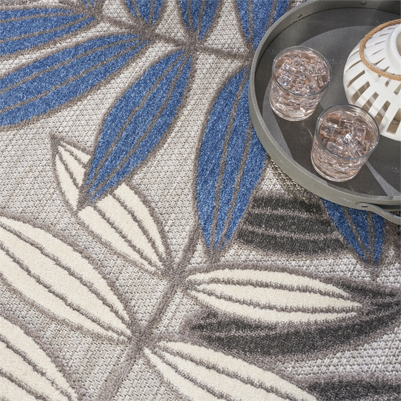 Nourison Aloha 7' x 10' Gray/Blue Outdoor Indoor/Outdoor Rug Polypropylene