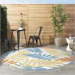 Nourison Aloha 8' x Round Ivory Multicolor Fabric Tropical Area Rug (8' Round)