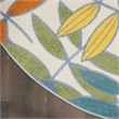 Nourison Aloha 8' x Round Ivory Multicolor Fabric Tropical Area Rug (8' Round)