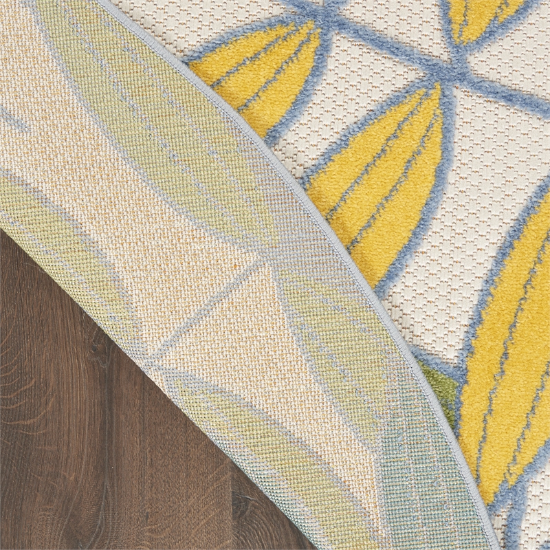 Nourison Aloha 8' x Round Ivory Multicolor Fabric Tropical Area Rug (8' Round)