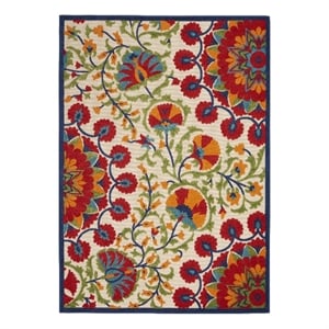 Nourison Aloha 9'6&quot x 13' Red/Multi Outdoor Indoor/Outdoor Rug Polypropylene