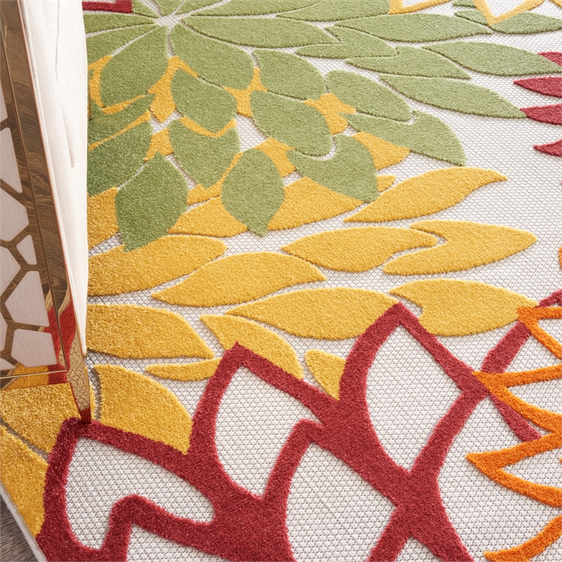 nourison aloha 84&quot x 120&quot fabric indoor/outdoor rug in red multi-color