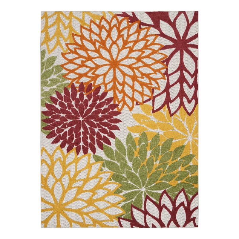 Nourison Aloha 84&quot x 120&quot Fabric Indoor/Outdoor Rug in Red Multi-Color