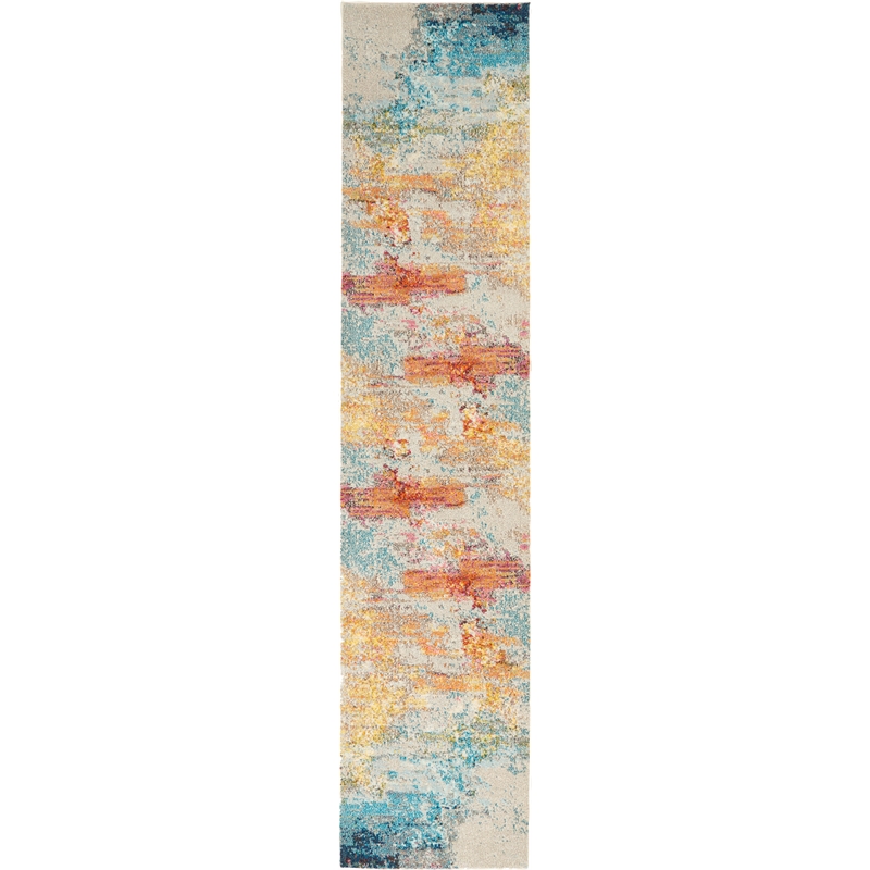 Nourison Celestial 12' Runner Multicolor Fabric Modern Area Rug (12' Runner)
