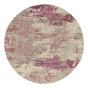Nourison Celestial 5'3&quot x ROUND Ivory/Pink Modern Indoor Rug Polypropylene