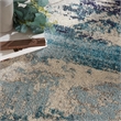 Nourison Celestial 5' x Round Blue and White Fabric Modern Area Rug (5' Round)