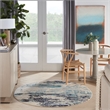 Nourison Celestial 5' x Round Blue and White Fabric Modern Area Rug (5' Round)