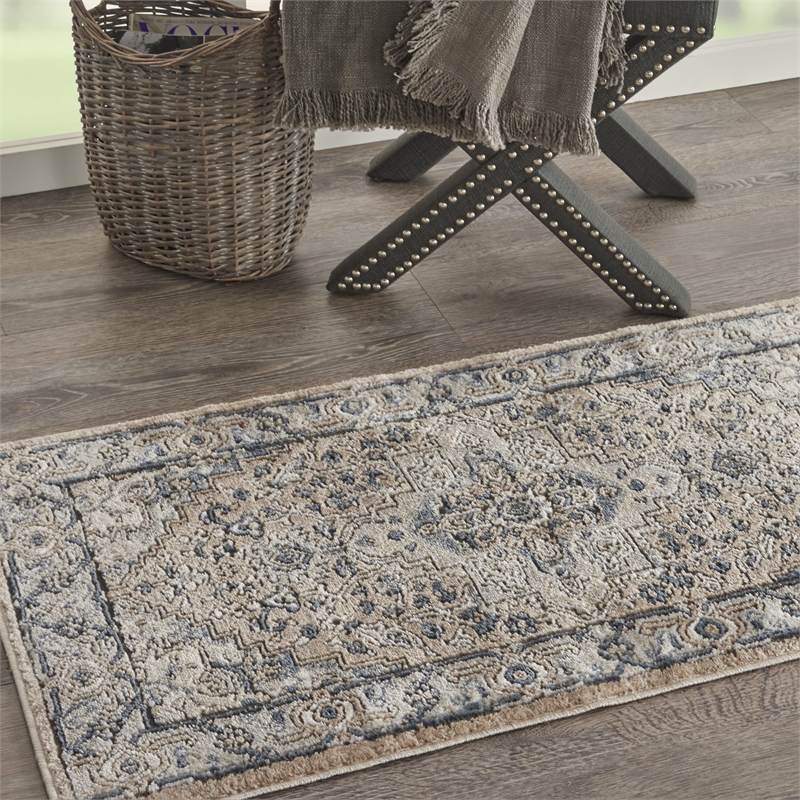 Nourison Concerto 2' x 4' Beige Gray Fabric Farmhouse Area Rug (2' x 4')