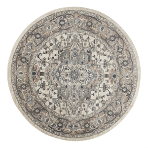 Nourison Concerto 8' x Round Ivory Gray Fabric Farmhouse Area Rug (8' Round)