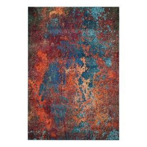 Nourison Celestial 4' x 6' Blue and Red Fabric Modern Area Rug (4' x 6')