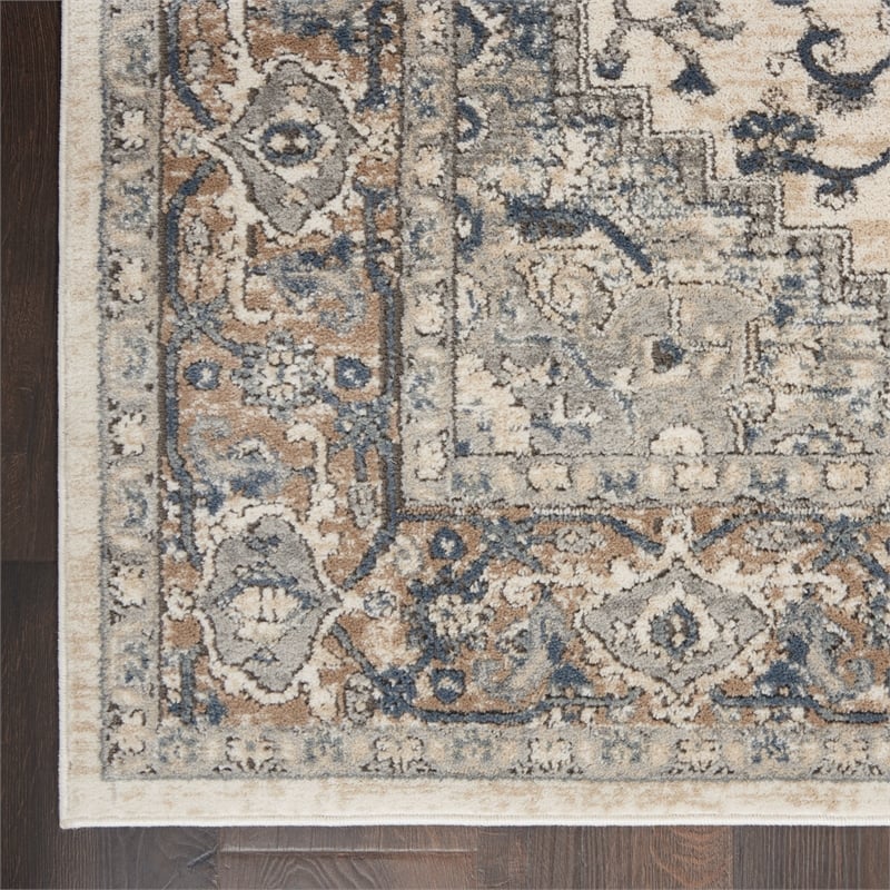 Nourison Concerto 3' x 5' Ivory Gray Fabric Farmhouse Area Rug (3' x 5')
