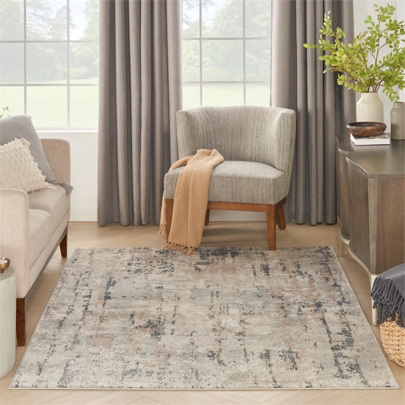 Nourison Concerto 4' x 6' Beige Gray Fabric Modern Area Rug (4' x 6')