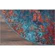 Nourison Celestial 4' x Round Blue and Red Fabric Modern Area Rug (4' Round)