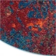 Nourison Celestial 4' x Round Blue and Red Fabric Modern Area Rug (4' Round)