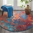 Nourison Celestial 4' x Round Blue and Red Fabric Modern Area Rug (4' Round)