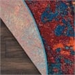 Nourison Celestial 4' x Round Blue and Red Fabric Modern Area Rug (4' Round)