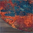 Nourison Celestial 4' x Round Blue and Red Fabric Modern Area Rug (4' Round)