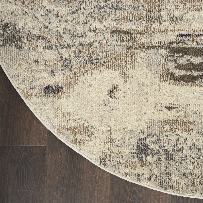 Nourison Celestial 4' x ROUND Ivory/Gray Modern Indoor Rug
