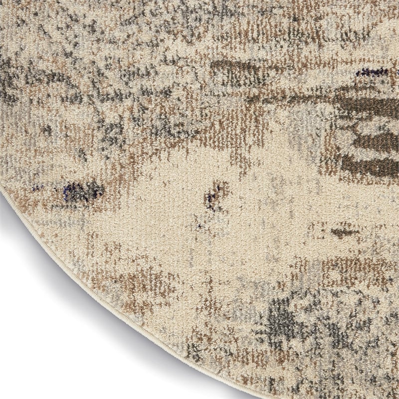 Nourison Celestial 4' x ROUND Ivory/Gray Modern Indoor Rug