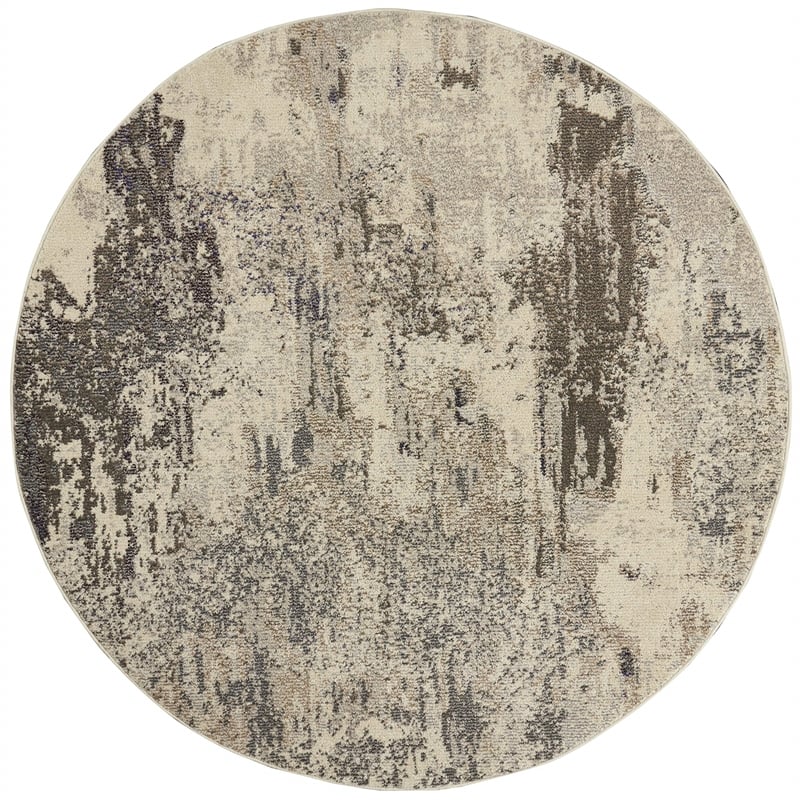 Nourison Celestial 4' x ROUND Ivory/Gray Modern Indoor Rug