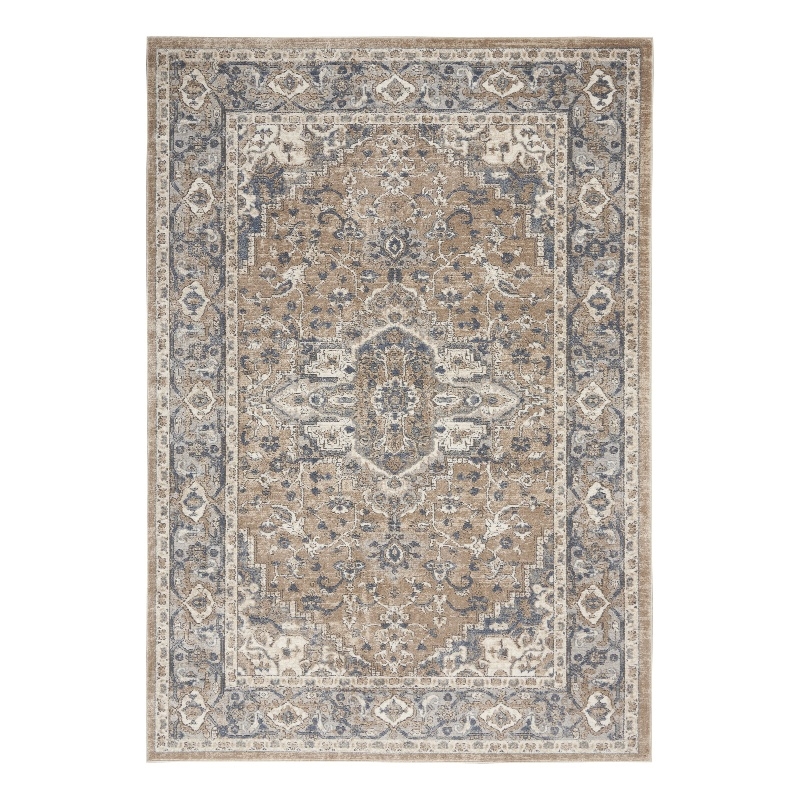 Nourison Concerto 5' x 7' Beige Gray Fabric Farmhouse Area Rug (5' x 7')