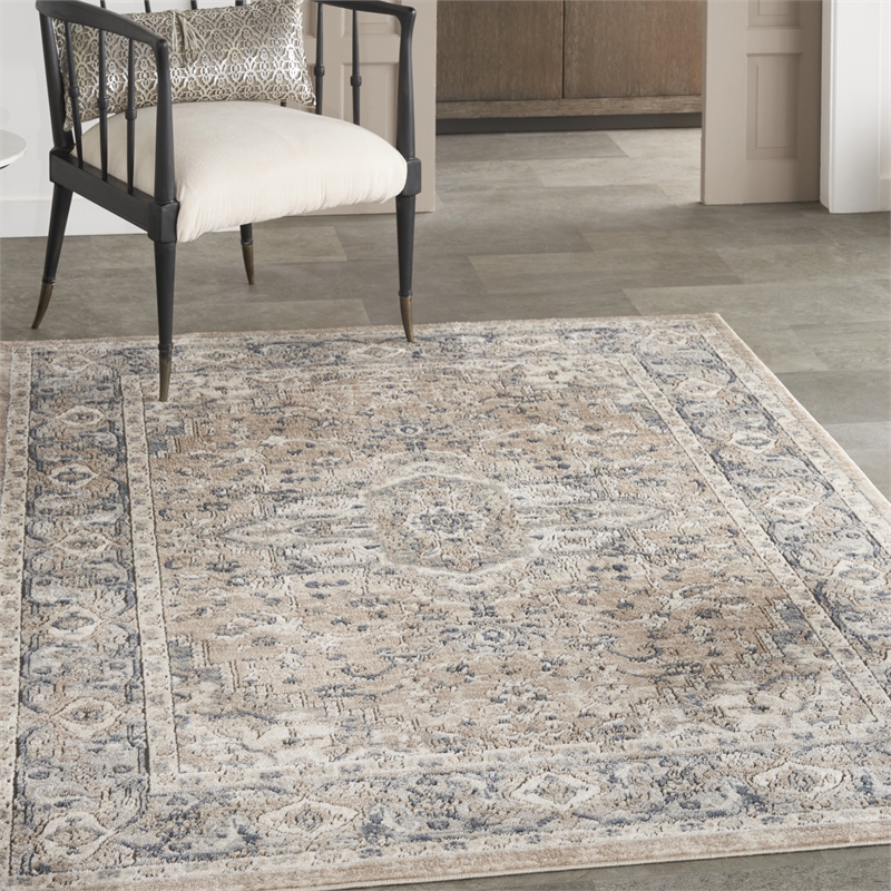 Nourison Concerto 5' x 7' Beige Gray Fabric Farmhouse Area Rug (5' x 7')