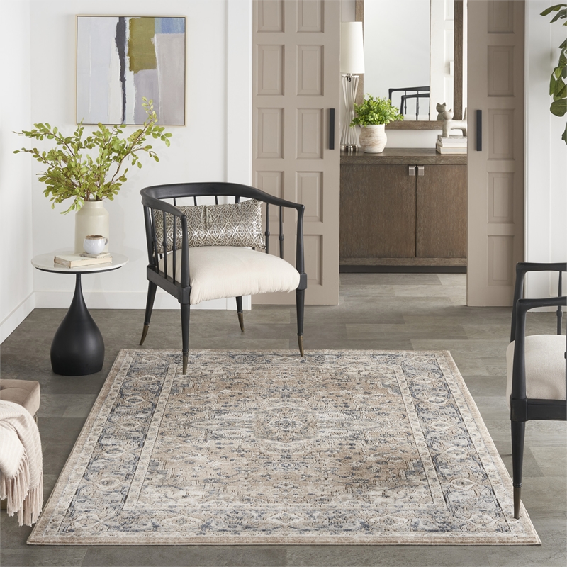 Nourison Concerto 5' x 7' Beige Gray Fabric Farmhouse Area Rug (5' x 7')