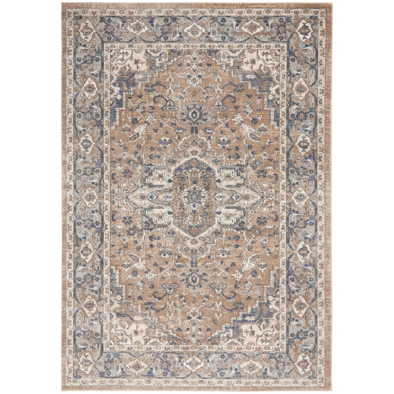 Nourison Concerto 5' x 7' Beige Gray Fabric Farmhouse Area Rug (5' x 7')