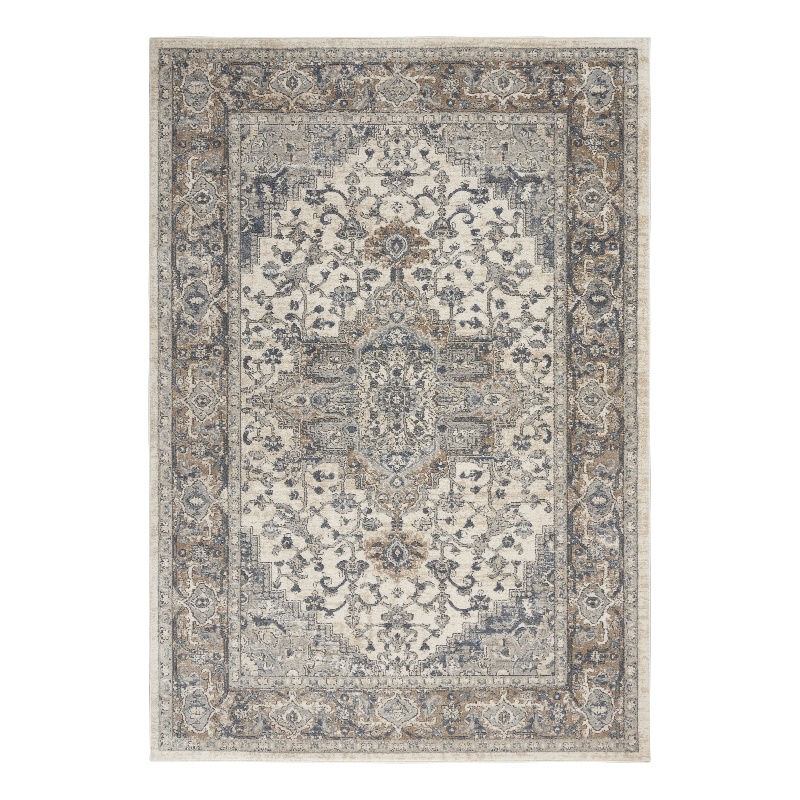 Nourison Concerto 5' x 7' Ivory Gray Fabric Farmhouse Area Rug (5' x 7')