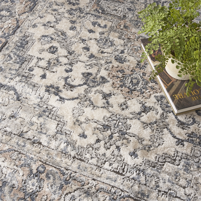 Nourison Concerto 5' x 7' Ivory Gray Fabric Farmhouse Area Rug (5' x 7')