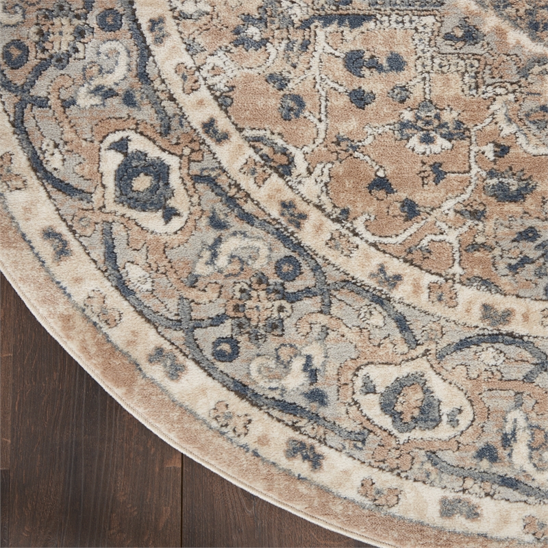 Nourison Concerto 5' x Round Beige Gray Fabric Farmhouse Area Rug (5' Round)
