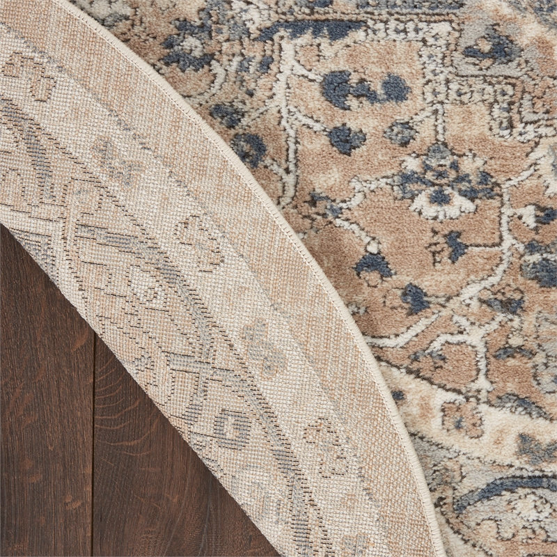 Nourison Concerto 5' x Round Beige Gray Fabric Farmhouse Area Rug (5' Round)