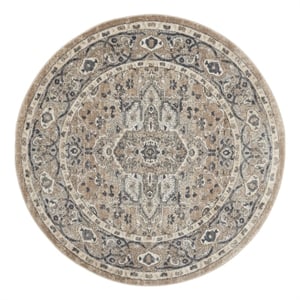 Nourison Concerto 5' x Round Beige Gray Fabric Farmhouse Area Rug (5' Round)