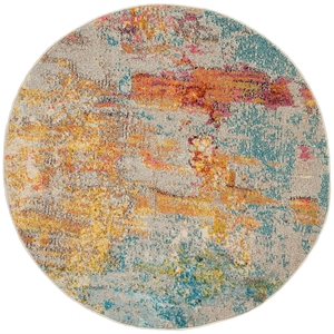 Nourison Celestial 4' x Round Multicolor Fabric Modern Area Rug (4' Round)