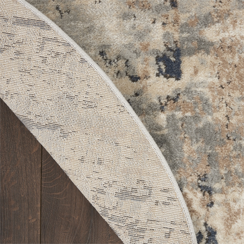 Nourison Concerto 5' x Round Beige Gray Fabric Modern Area Rug (5' Round)