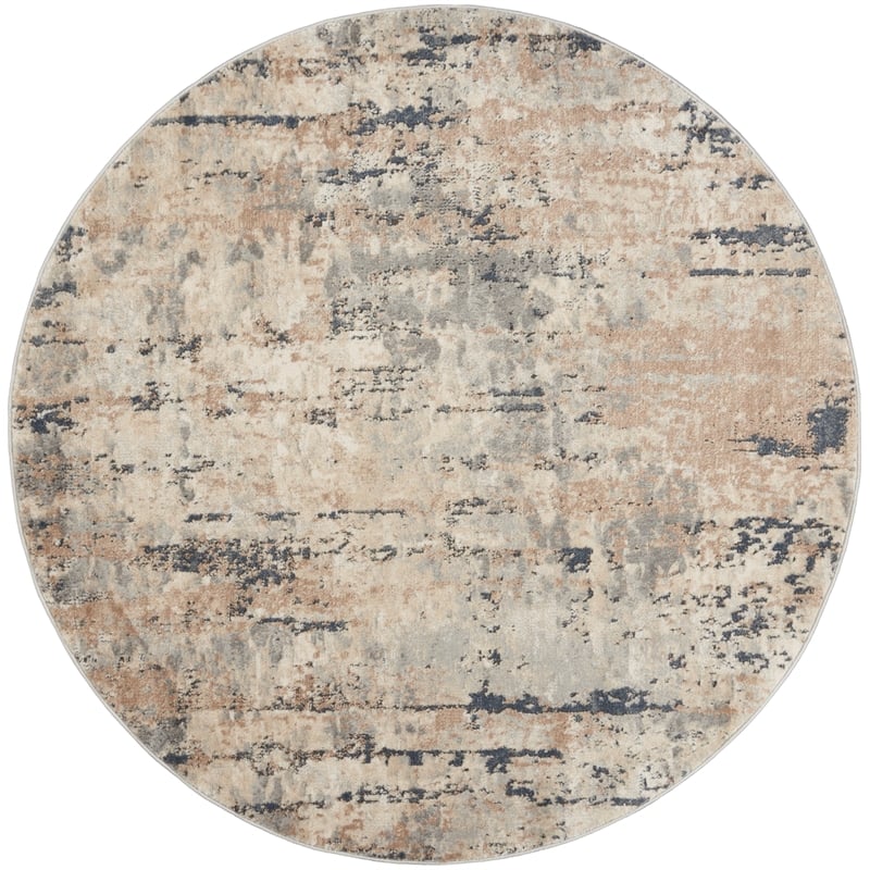 Nourison Concerto 5' x Round Beige Gray Fabric Modern Area Rug (5' Round)