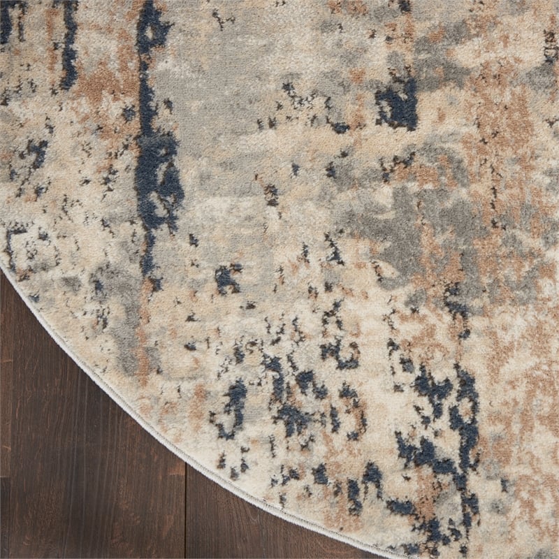 Nourison Concerto 5' x Round Beige Gray Fabric Modern Area Rug (5' Round)