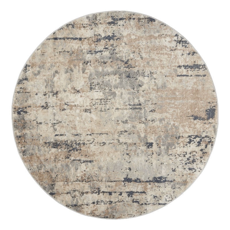 Nourison Concerto 5' x Round Beige Gray Fabric Modern Area Rug (5' Round)