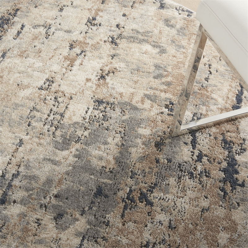 Nourison Concerto 5' x Round Beige Gray Fabric Modern Area Rug (5' Round)