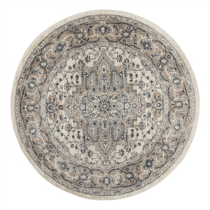 Nourison Concerto 5' x Round Ivory Gray Fabric Farmhouse Area Rug (5' Round)