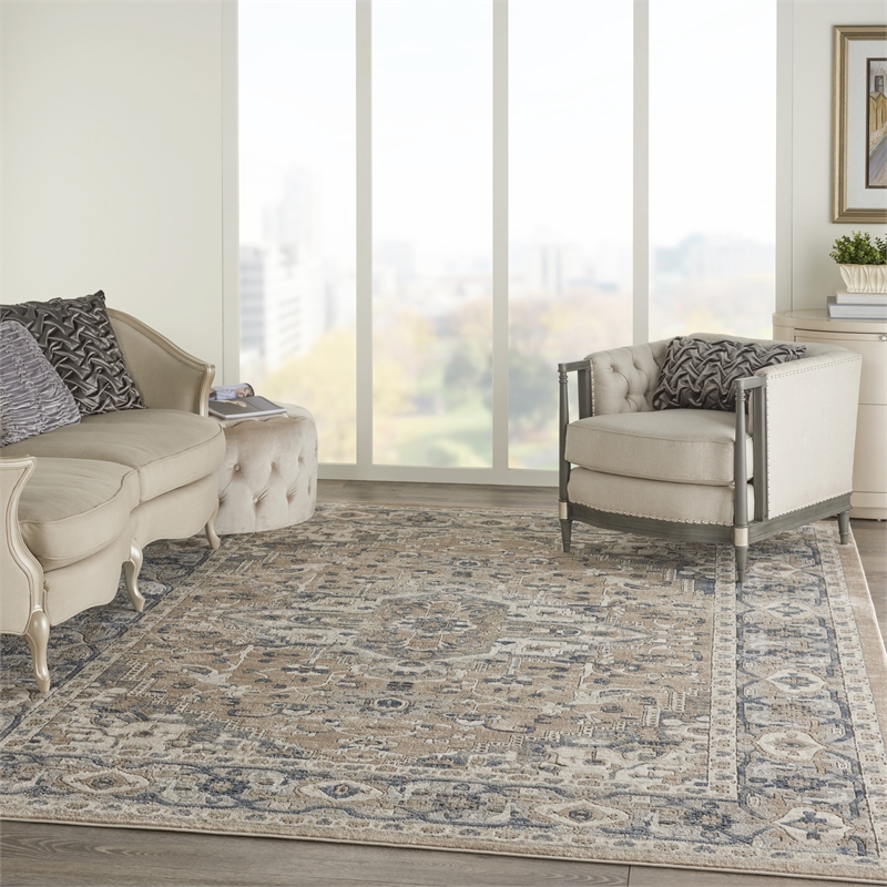 Nourison Concerto 7' x 10' Beige Gray Fabric Farmhouse Area Rug (7' x 10')