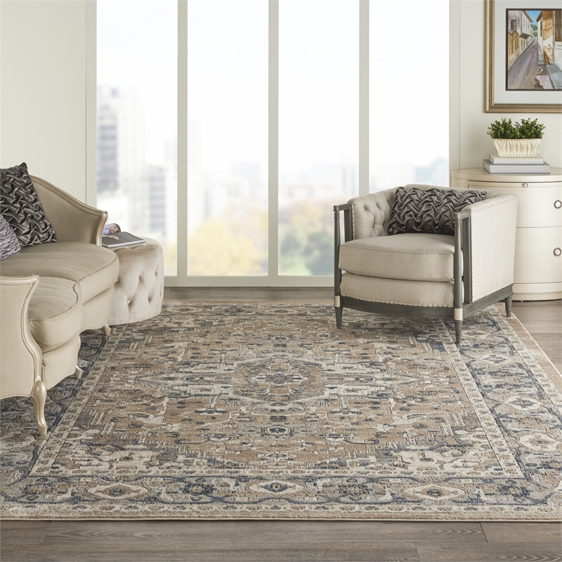 Nourison Concerto 7' x 10' Beige Gray Fabric Farmhouse Area Rug (7' x 10')